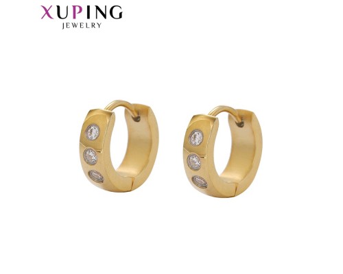 Серьги Xuping с белыми фианитами позолота 24К ST 10007170