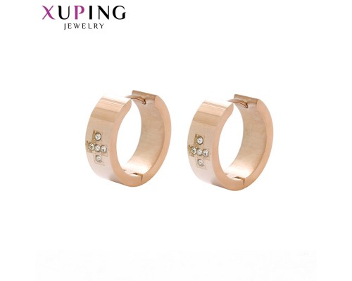 Серьги Xuping с белыми фианитами розовая позолота ST 10007833