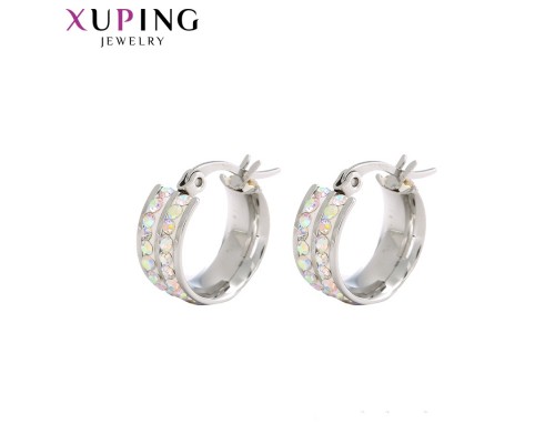 Серьги Xuping с белыми фианитами родиум ST 10008258