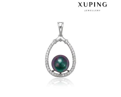 Подвеска Xuping с цветным жемчугом и белыми фианитами родиум 8830000