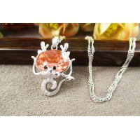 Цепочка и подвеска Xuping с кристаллом Swarovski персик родиум 10009746